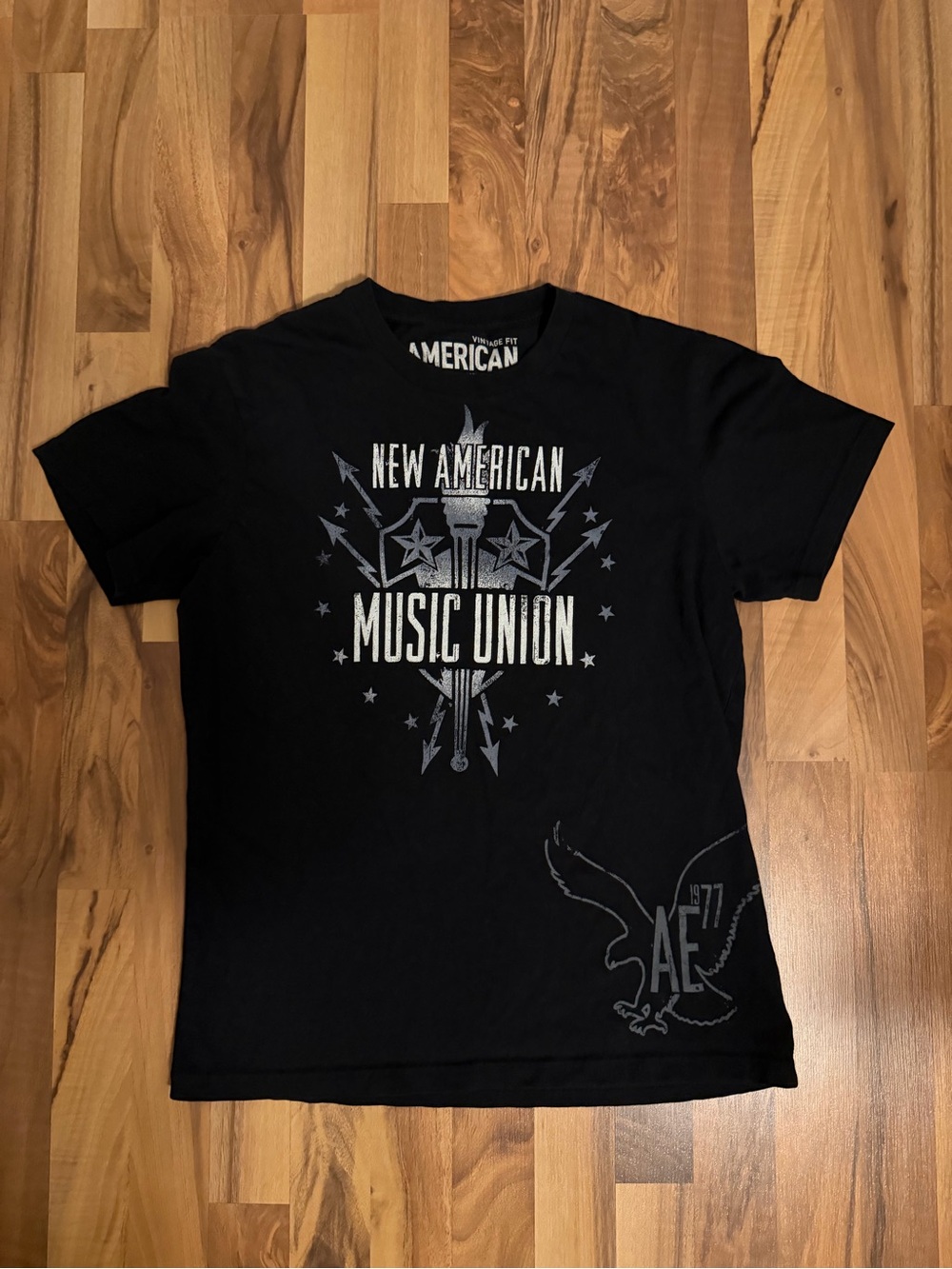 American Eagle Outfitters Black New American Music Union Graphic Tee